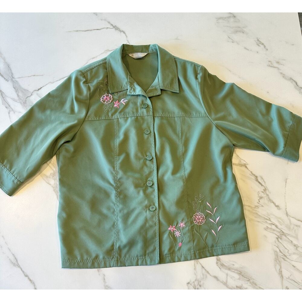 Allison Daley II Women's Size 22W Green Blazer Jacket Floral
